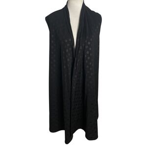 Bryn Walker Black Polka Dot Longline Sleeveless Vest Stretchy Lagenlook‎  XL